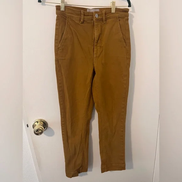 Everlane The Slim Leg Crop Pants Regular Mustard Women’s Size 2 - Picture 1 of 11